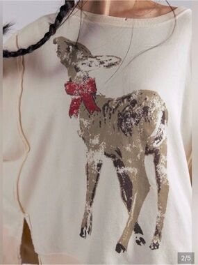 Free People Camden Cream Graphic 🦌 🦌 🦌 Reindeer